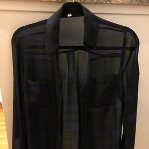 Express Sheer Plaid Blouse